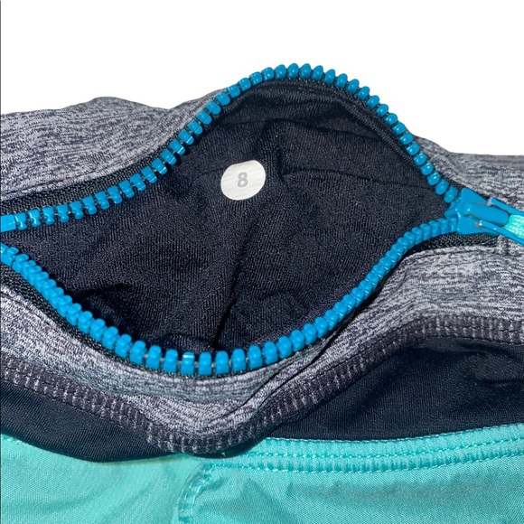 Lululemon Groovy Run Shorts Size 8 Sea Foam Heathered Black Lined - Picture 4 of 4